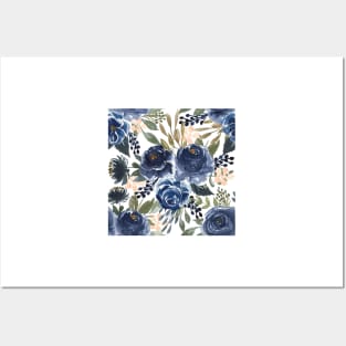 Blue Roses Pattern Posters and Art